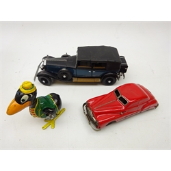  Linemar 1949 mechanical hopping Cary The Crow, Schuco Gama Patent 100 D.R.P.a. clockwork red saloon car and Franklin Mint 1929 Rolls-Royce Phantom model   