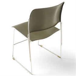David Rowland for Howe - set four mid-20th century black and chrome 40/4 stacking chairs, metal seats with powder coated black finish, chrome tubular supports 