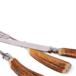 Taylor's Sheffield Antler handled cutlery set for six, cased 