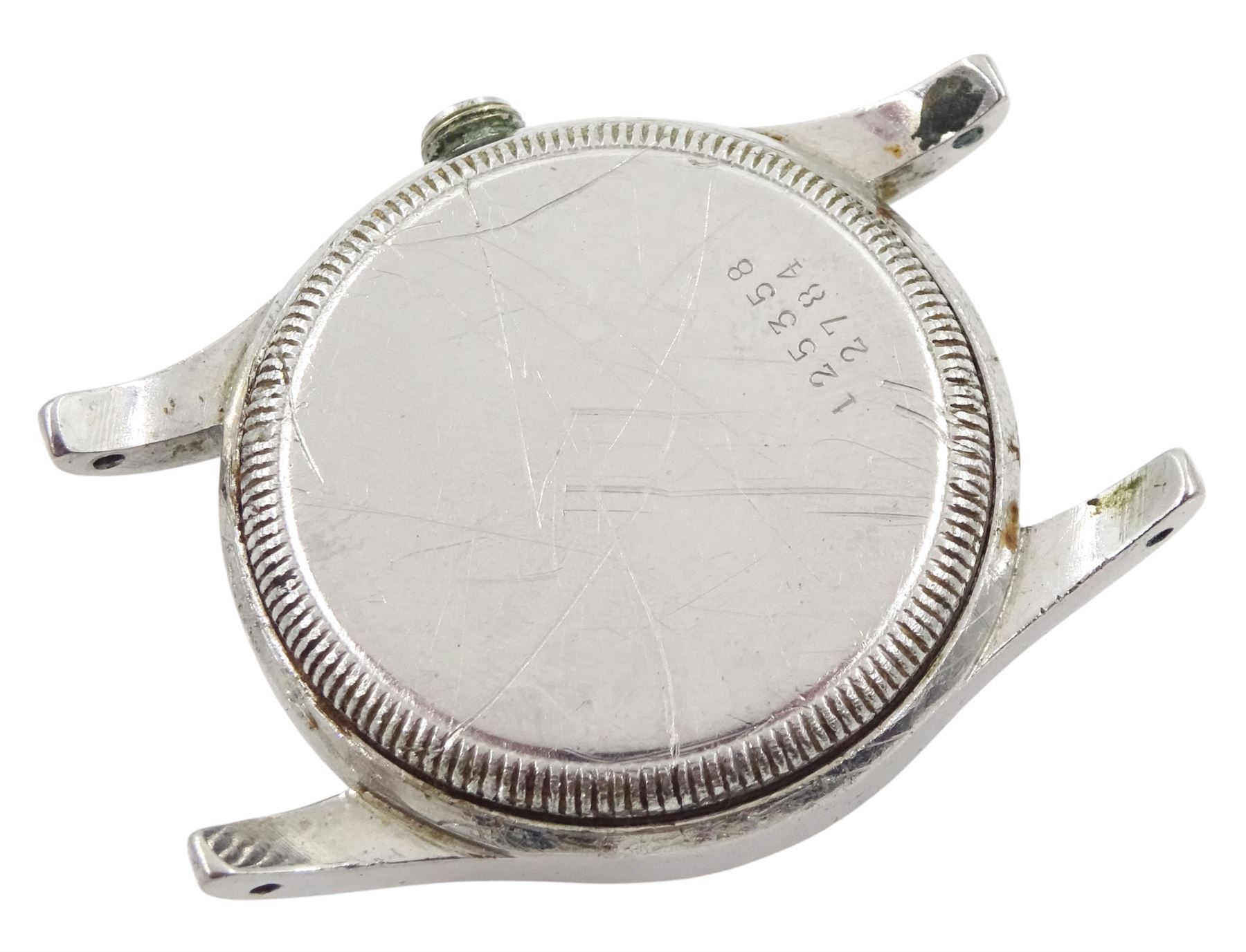 Tudor gentleman's stainless steel manual wind wristwatch, silvered dial with Arabic hour markers and subsidiary seconds dial, back case No. 125358 2784