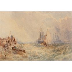 George Chambers Snr (British 1803-1840): Sailboats Bracing Rough Seas, watercolour signed ...