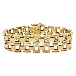 9ct gold fancy textured and polished link bracelet by Cropp & Farr Ltd, Birmingham 1971