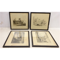  Castle Scenes, four engravings after Samuel and Nathaniel Buck, three other engravings after T M Richardson by W W Pybus and one other max 27cm x 43cm (8)  