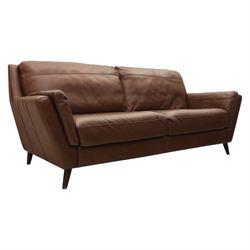 Sofology - grand two cushion three seat sofa, and matching two seater, upholstered in cocoa brown leather
Lengths: 210cm and 165cm