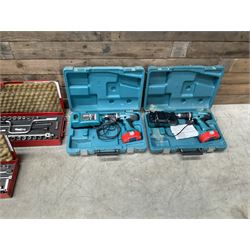 Two Britool socket sets, and two Makita drills