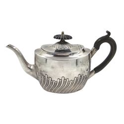 Silver teapot Sheffield 1886 9.2oz gross with three plated items