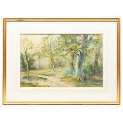 Charles Henry Clifford Baldwin (British 1849-1943): Woodland Lake Scene with Birds and Pheasants, set three watercolours signed max 45cm x 29cm (3) 
Notes: Baldwin was a longstanding artist for Royal Worcester