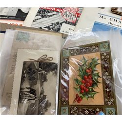 Victorian scrap album well stocked with portraits of Boer War leaders and celebrities, greeting cards, scraps etc; two Bruce Bairnsfather Fragments From France booklets; five 1939 Municipal Journals detailing war time preparations; and other ephemera