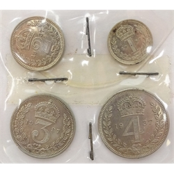  Great British King George VI 1937 Maundy money set fourpence, threepence, twopence and penny  