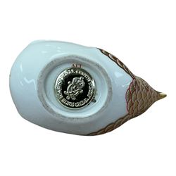 Royal Crown Derby paperweight Wren with gold stopper, collection of trinket boxes including silver examples etc 