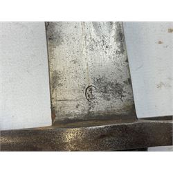 19th century Bayonet with 58cm fullered Yataghan shaped blade, stamped with anchor mark, with leather scabbard