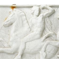 After the Antique - Relief moulded plaster panel of classical figures on horseback 27cm x 43cm