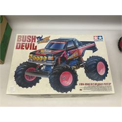 Tamiya ' Bush Devil ' radio controlled truck, with original box, with radio gear and acoms transmitter, and a few accessories, untested
