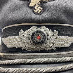 WW2 German Luftwaffe Officer's visor cap with cloth badges