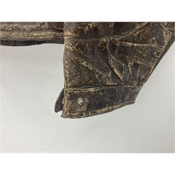 German Luftwaffe Hartmann leather jacket with tartan pocket linings, pocket zip pulls marked 'Eclair Bte.S.G.D.G.'