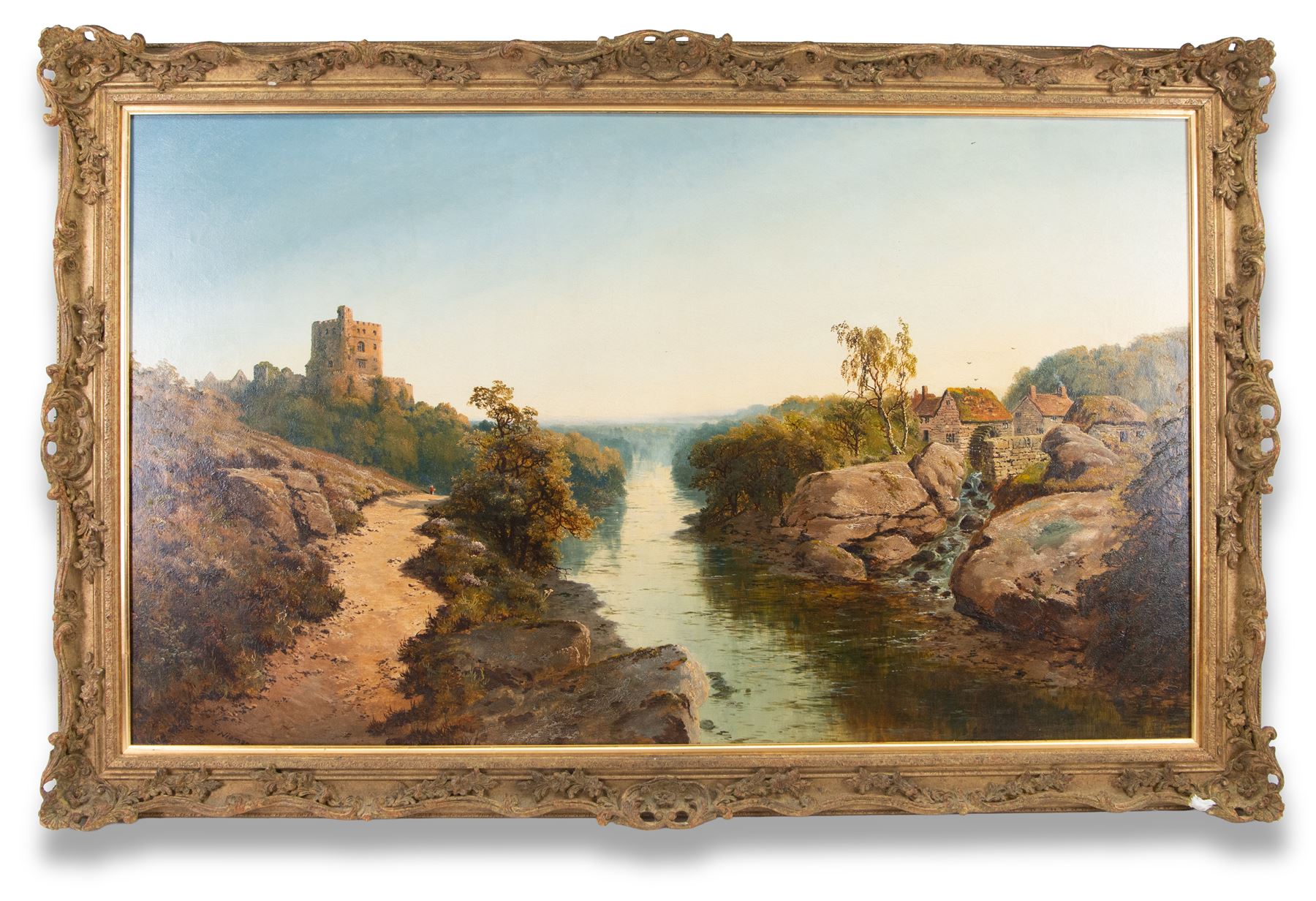 Edmund John Niemann (British 1813-1876): The River Swale below Richmond, oil on canvas signed 76cm x 127cm