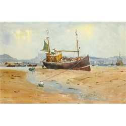 Bill Lowe (British 20th century): 'The Harbour Scarborough', watercolour signed, titled verso with artist's address 34cm x 52cm