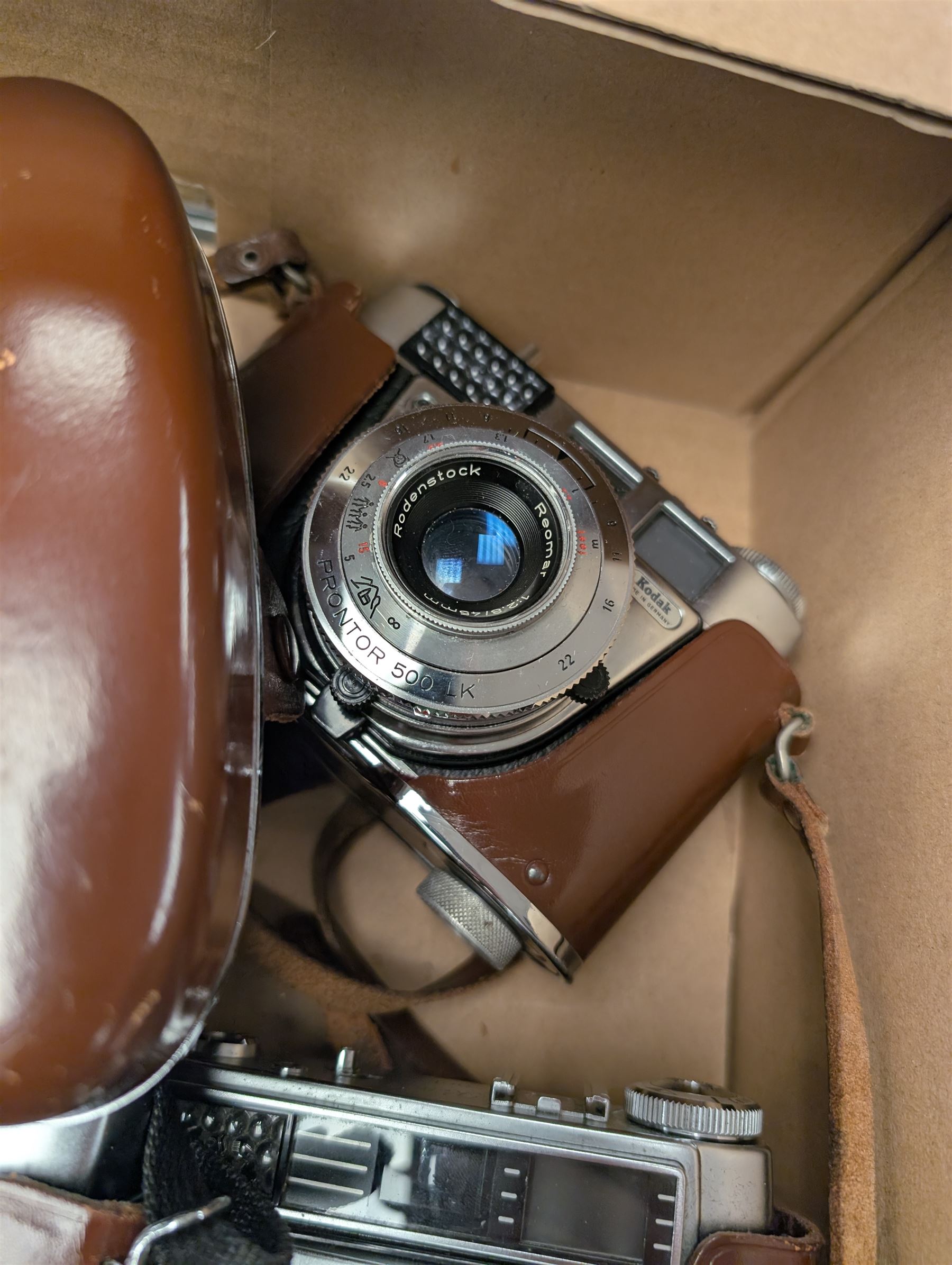 Eight Kodak Retinette cameras and similar, including IA, IB, IIIS models, most in leather cases