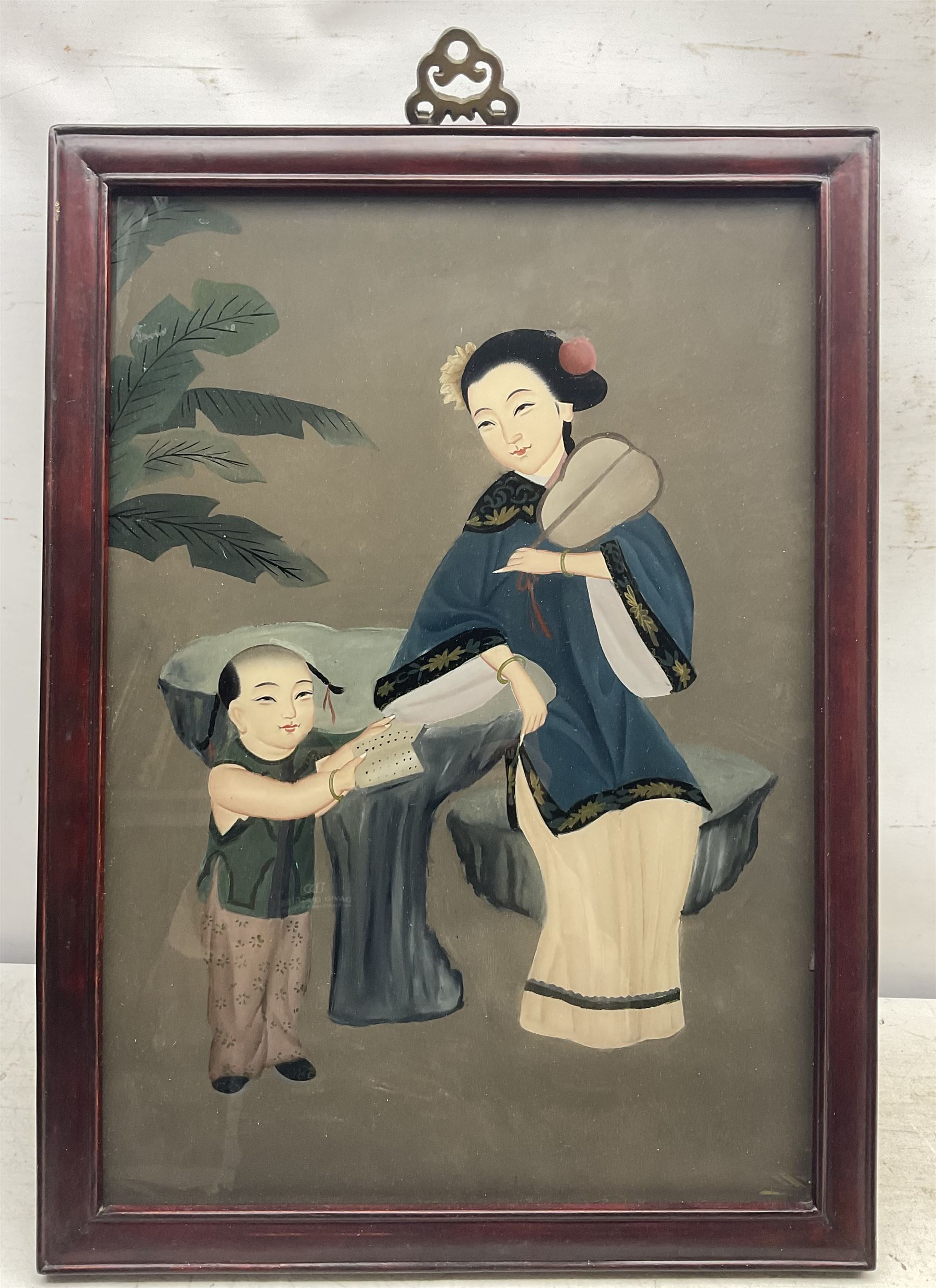 Chinese School (20th century): Mother and Child, gouache unsigned 49cm x 34cm 