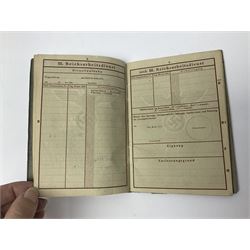 WW2 German Coastal Artillery Wehrpass for Marinehelfer Harald Ammann with small archive of modern research information.