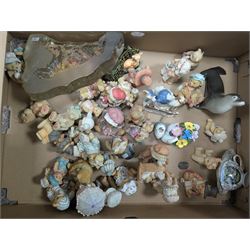 Cherished Teddies, cut and coloured glassware, Wedgwood Jasperware etc, in four boxes