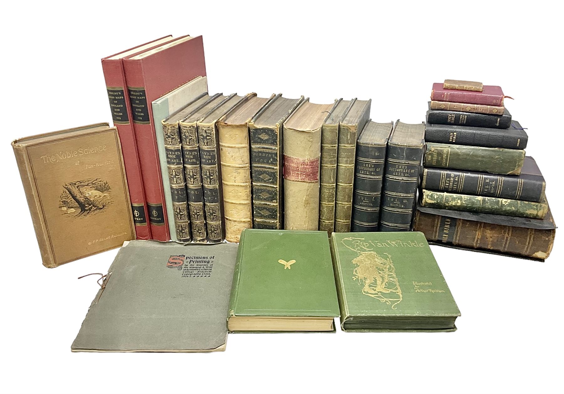 Radcliffe F.P Delme; The Noble Science of fox Hunting, together with Morris Ref F.O; Natural History of British Moths Volume I, Irving Washington, Rip Van Winkel, illustrated by Arthur Rackhan, together with other antique books