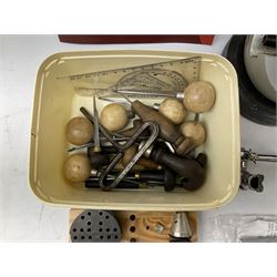 Collection of hand engraving tools and an engraving block ball vice by Huahui