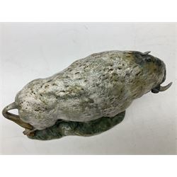 Lladro figure, Bison, no 14945, gres finish, sculpted by Salvador Furió, year issued 1976, year retired 1978, L29cm