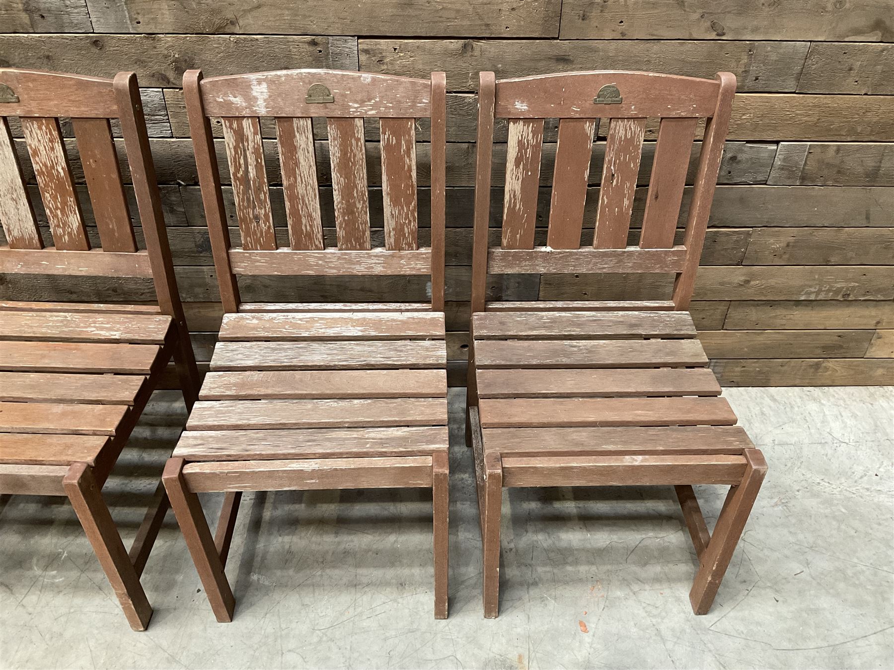 Set of 4 wooden garden chairs