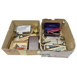 Collection of various razors and smoking items to include Ronson brass table lighter, Rolls Razor, Seigneur case with lighter, etc