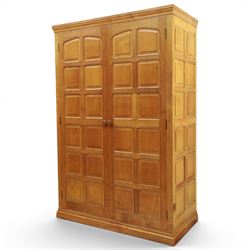 Beaverman - oak double wardrobe, enclosed by twin multi-panelled doors, Yorkshire Rose car...