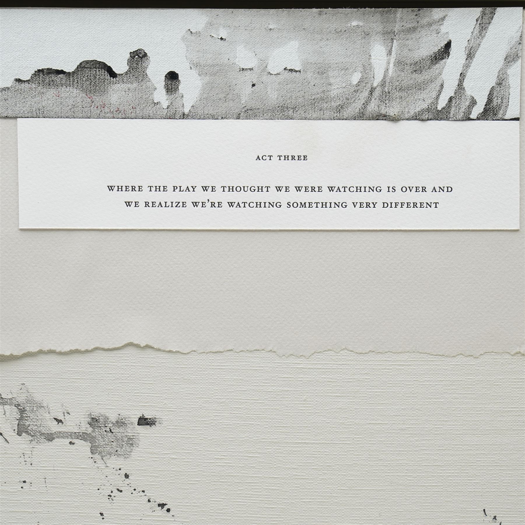 Matthew Brannon (American 1971-): 'Aperitif', acrylic and collage mixed media on canvas laid onto cardboard 58cm x 46cm
Provenance: exhibited at 'The Ventriloquist' exhibition at the Office Baroque Gallery, Antwerp, 2012
Notes: Brannon’s text-driven compositions blend design aesthetics with psychological nuance. Aperitif exemplifies his use of restrained imagery and oblique narrative, drawing from advertising, literature, and social ritual. His work is held in major collections including MoMA and the Whitney.