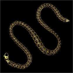  18ct gold graduating Byzantine gold link necklace, stamped 750  
