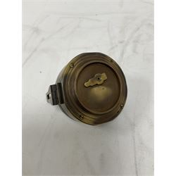 Brass military compass marked Brinton Compass, Thos Evans and Son London, L9cm