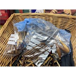 Collection of lace making wooden bobbins, together with lace making books and a handmade storage box