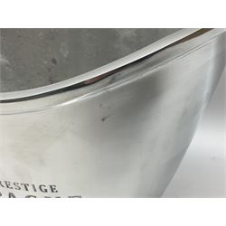 Polished aluminium Champagne bucket inscribed 'Cuvee de Prestige Champagne du Louvois' H24.5cm
