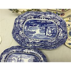 Three Spode Italian pattern platters, together with a three masons dishes of various sizes and two other plates  