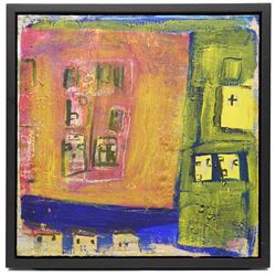 Gillian Ross Kelsey (British 1935-2025): 'Stone Circle', acrylic on board unsigned 46cm x 46cm