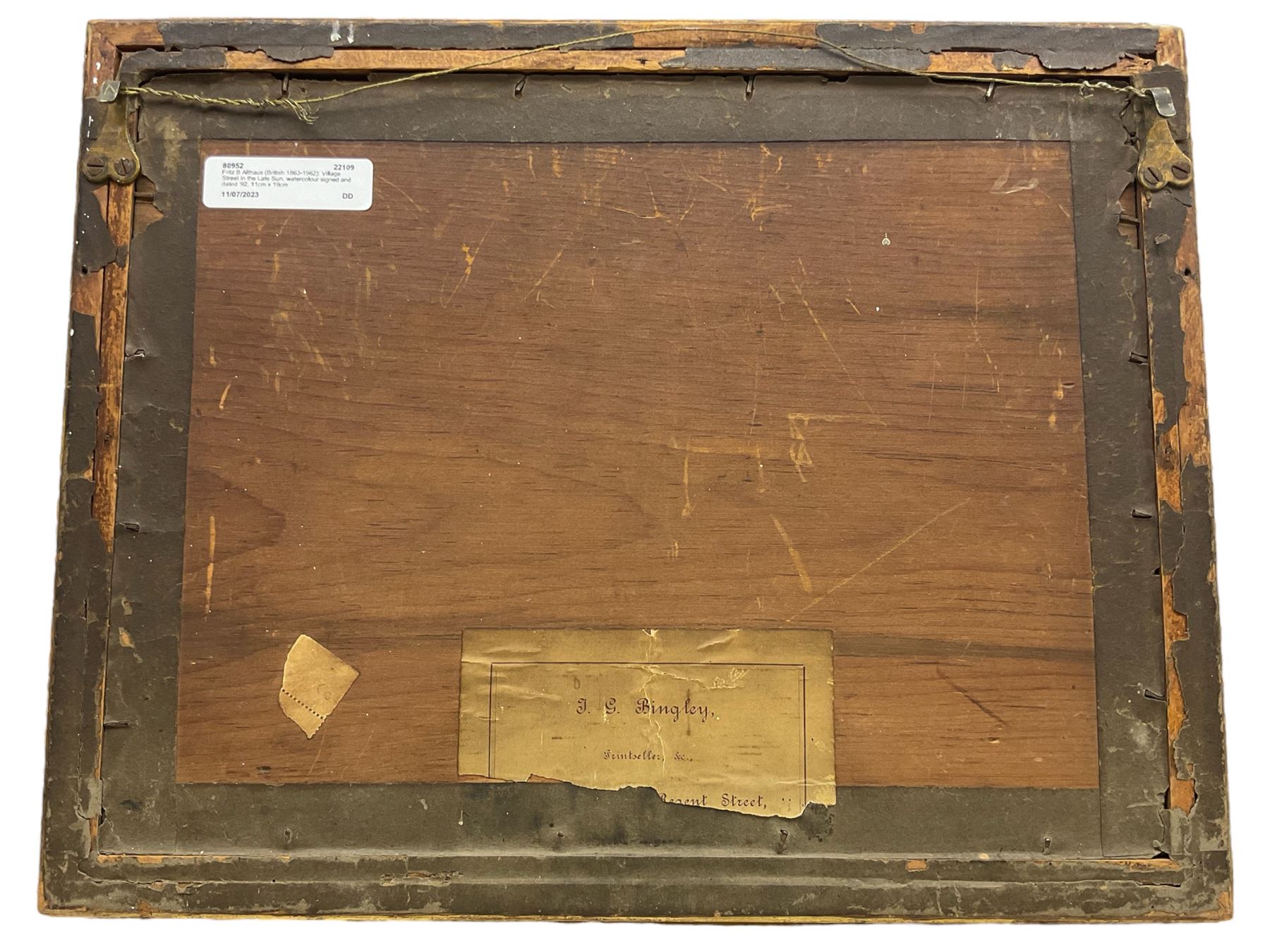 Fritz B Althaus (British 1863-1962): Village Street in the Late Sun, watercolour signed and dated '92, 11cm x 19cm