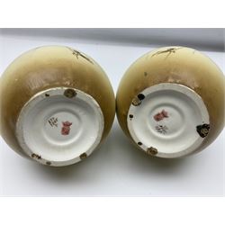 Pair of Turn Vienna blush ivory ewers decorated with floral sprays and gilt, H25cm