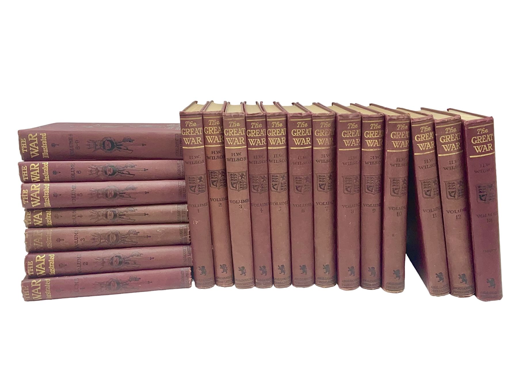 Wilson H.W. (Ed.): The Great War. The Standard History of the All-Europe Conflict. 1914-1919 Amalgamated Press. Uniformly bound in maroon/black cloth; and The War Illustrated. Seven bound volumes (Ex.8) 1914-1919. (20)