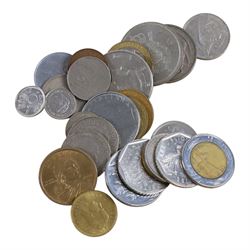 Collection of medals and coins, including Territorial Efficiency Medal, 1889 Amercian Morgan Silver Dollar, 1940 silver shilling, George IV coronation medal, Victorian and Edwardian pennies, commemorative coins etc and a quantity of silver plated cutlery