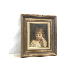 English School (early 20th century): Portrait of a Young Girl, oil on canvas laid on panel unsigned 25cm x 19cm