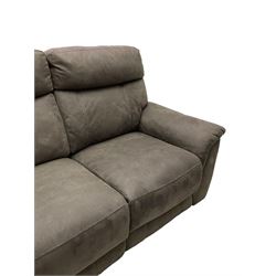 DFS - 'Vinson' grande four-seat electric reclining smart sofa upholstered in stitched grey fabric, each seat with independent electric reclining action, fitted with two USB charging ports 
