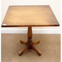  Two square solid oak pedestal table, W76cm, H76cm, D76cm (2)  