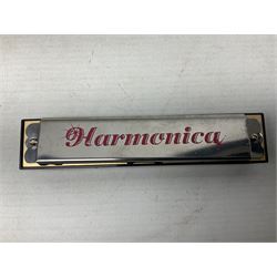 Bagpipes of Caledonia Piping Chanter Kit; Dubreq Stylophone - Pocket Electronic Organ; and Robert Frederick Harmonica; all boxed with instructions (3)