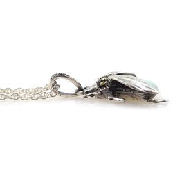 Silver and marcasite bug pendant necklace