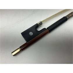 German trade violin in the Steiner style c1900 with 35.5cm two-piece maple back and ribs and spruce top L59cm overall; in fitted carrying case with two bows; and a Saxony violin with 35.5cm one-piece maple back and ribs and spruce top L58.5cm overall (2)