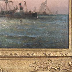 William Anslow Thornley (British fl.1858-1898): Sail and Steam 'Off Ramsgate', oil on canvas signed, faintly titled verso 24cm x 39cm 