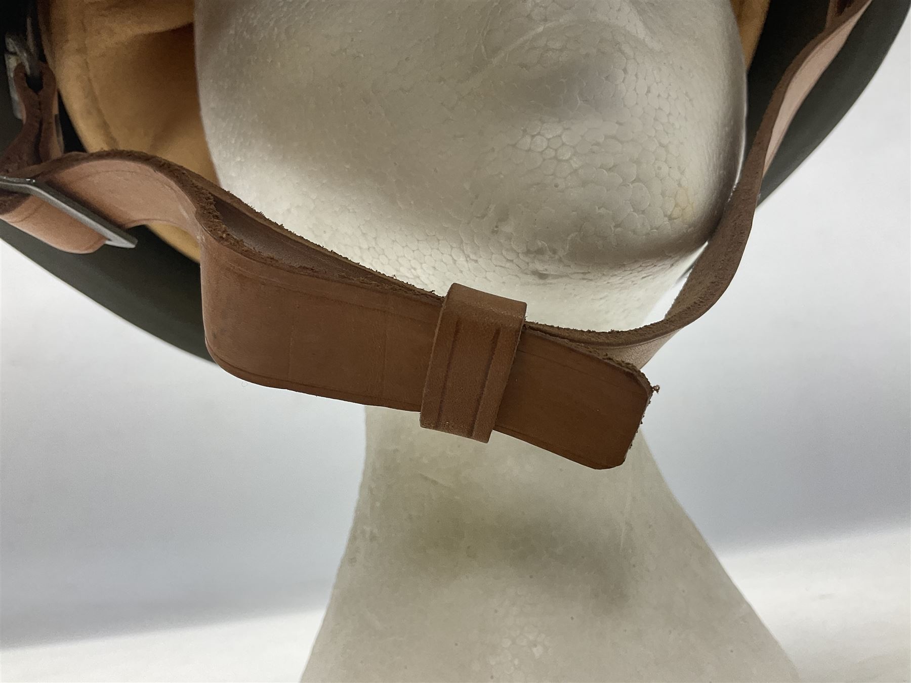 Two 1960s East Block Soviet style helmets - Czechoslovakian and Russian; both with liners (2)